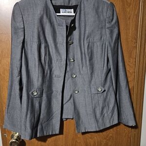 Albert Nipon Gray Button-Up Blazer